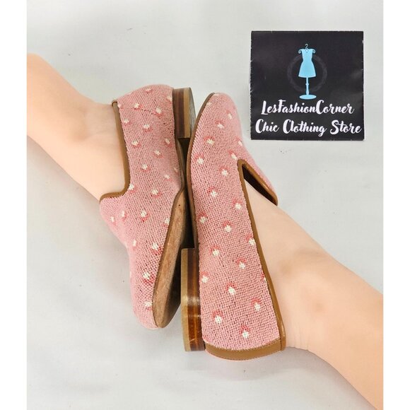 Zalo Women's Pink Flower Print Slip-On Loafers With Brown Leather Trim Sz 8 191 - Picture 10 of 14